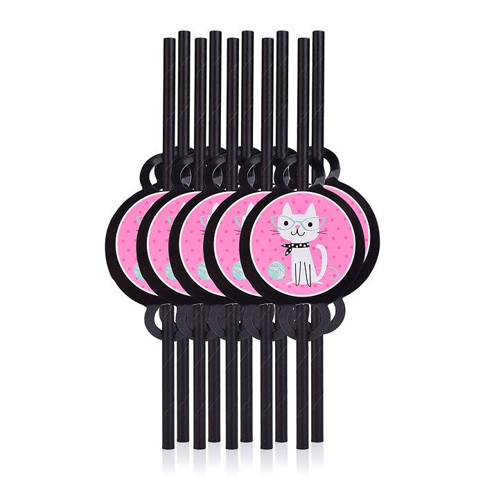 Набор посуды одноразовой 00-7500 "Гламурный кот" трубочки (10 шт)