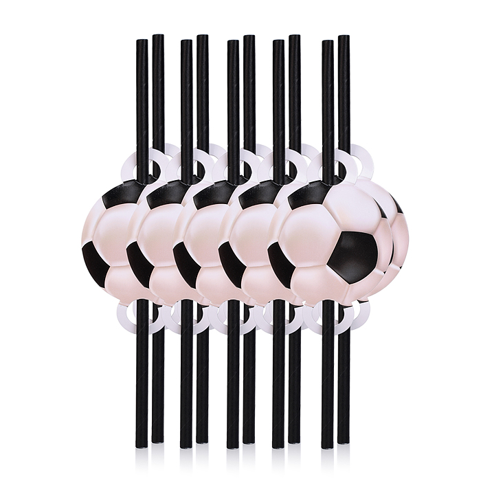 Набор посуды одноразовой 00-7495 "Футбольный мяч" трубочки (10 шт)