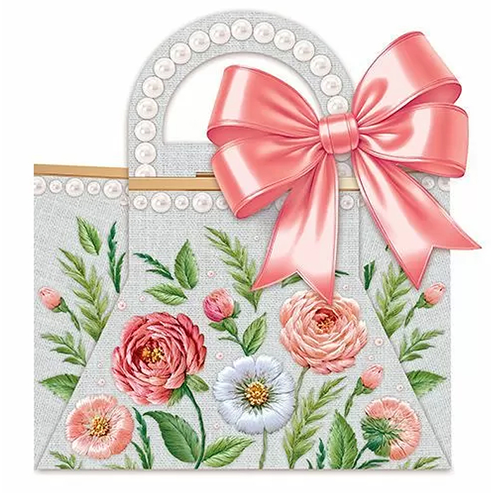 Сумочка "с вышивкой" с атласной лентой