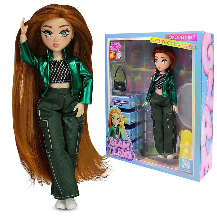 Модная кукла коллекция Glam Teens Джинни с аксессуарами, 25 см,