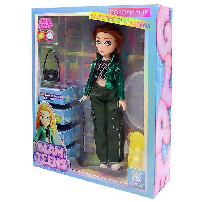 Модная кукла коллекция Glam Teens Джинни с аксессуарами, 25 см,