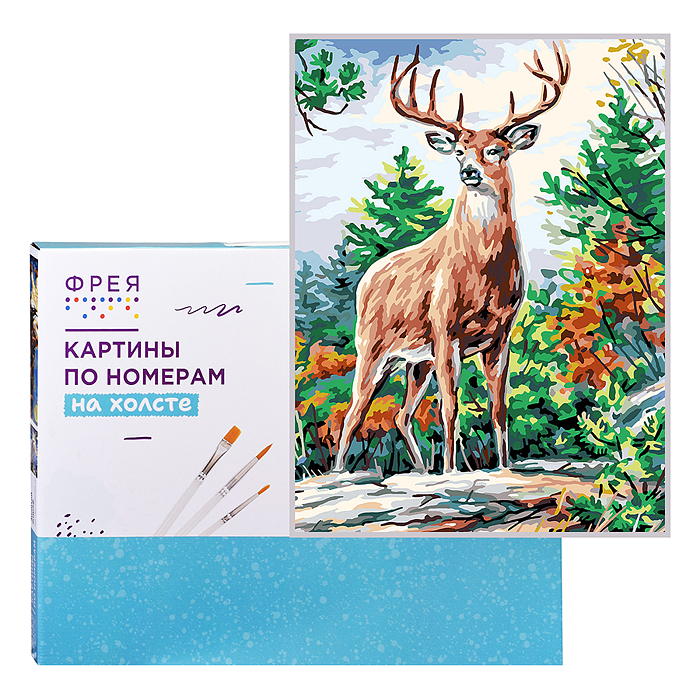 Набор для раскрашивания по номерам 50х40 "Великолепный олень" (цветной холст) 
