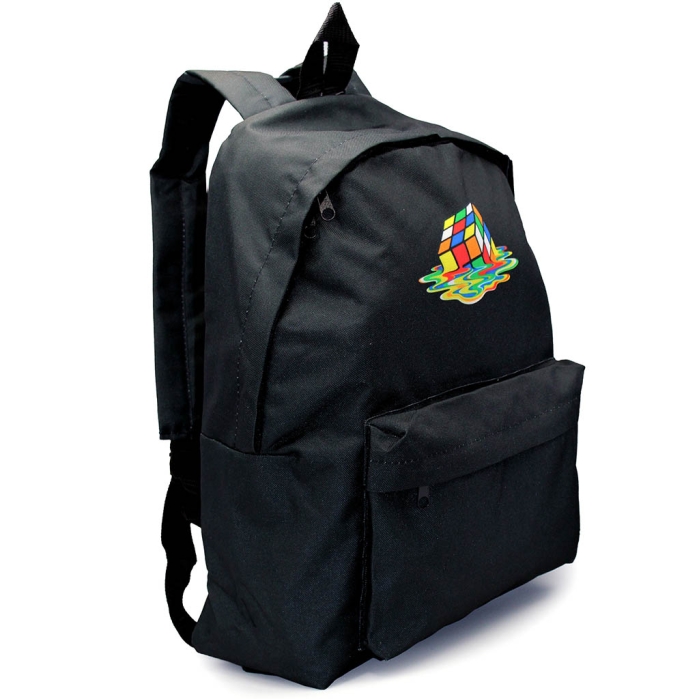 Рюкзак мягкий "Кубик черный" 1 отделение, на молнии с двумя бегунками, большой карман на молнии