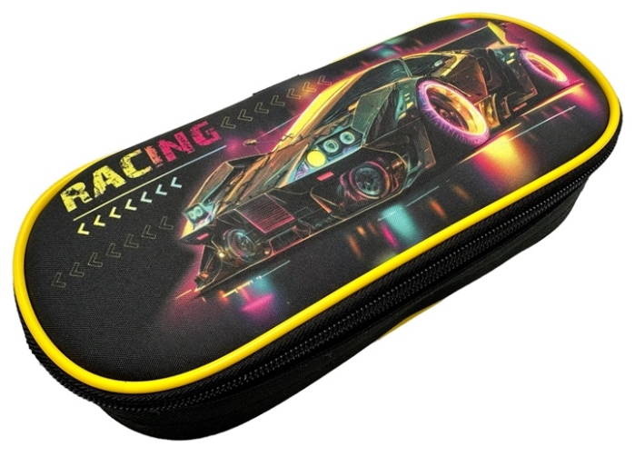 Пенал корпусный овальный "Racing" 210х85х50мм, жесткий каркас овальной формы на картоне
