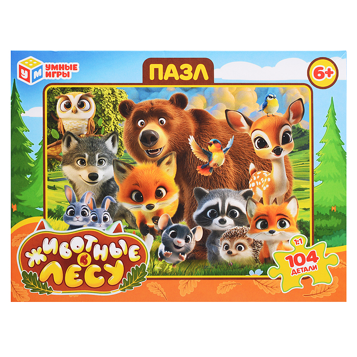 Пазлы 104 "Животные в лесу"
