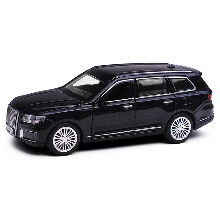 Машина металл Аурус Комендант 12,5 см, (двери, багаж, черный) инерц, в коробке 