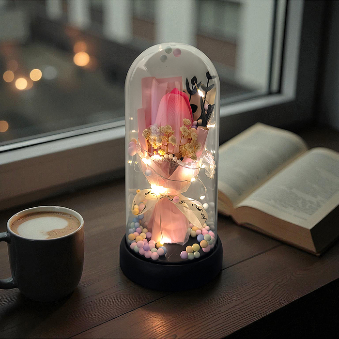 Светильник H04 "Тюльпан" в коробке (розовый) в пакете 