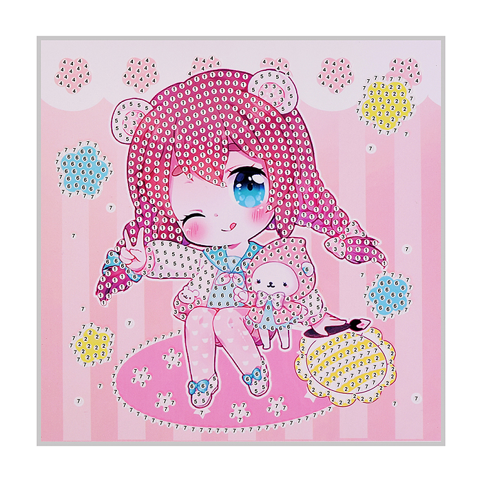 Мозаика алмазная 00-7606 "Мультяшная девочка" 17.7*17.7см