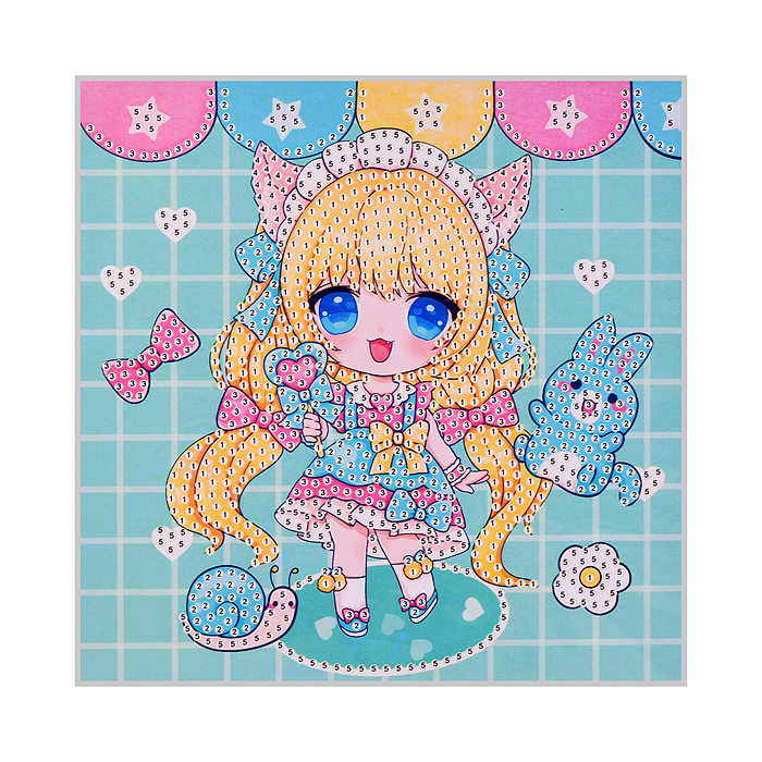 Мозаика алмазная 00-7606 "Мультяшная девочка" 17.7*17.7см