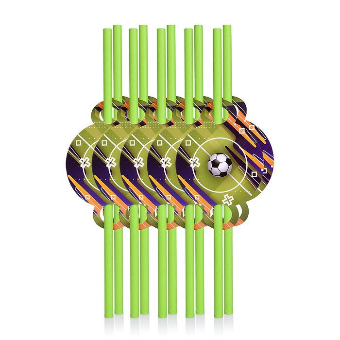 Набор посуды одноразовой 00-7512 "Футбол" трубочки (10 шт)