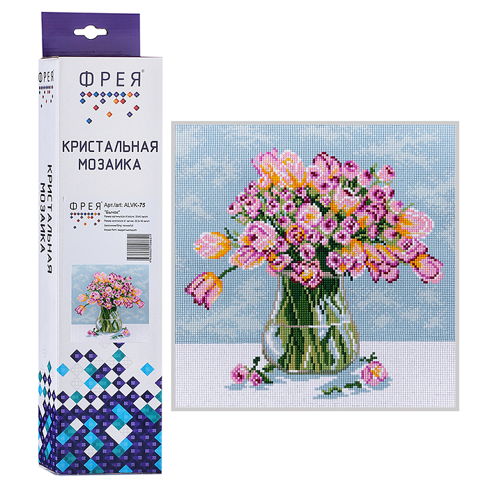 Кристальная (алмазная) мозаика 30х30 "Милый букетик" 