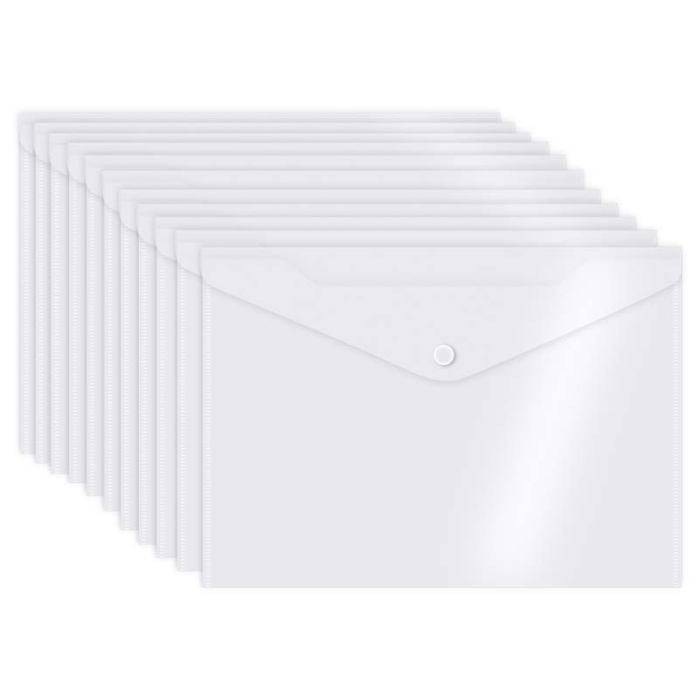 Папка-конверт на кнопке A5 (240x180 мм) 180 мкм, полипропилен, прозрачная