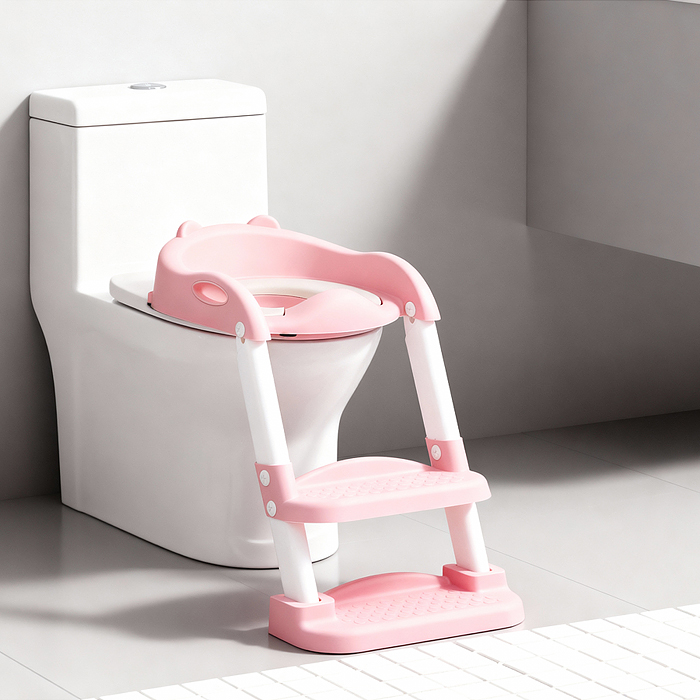 Детская накладка на унитаз со ступенькой (розовый)