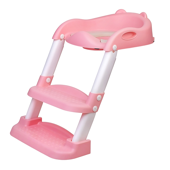 Детская накладка на унитаз со ступенькой (розовый)