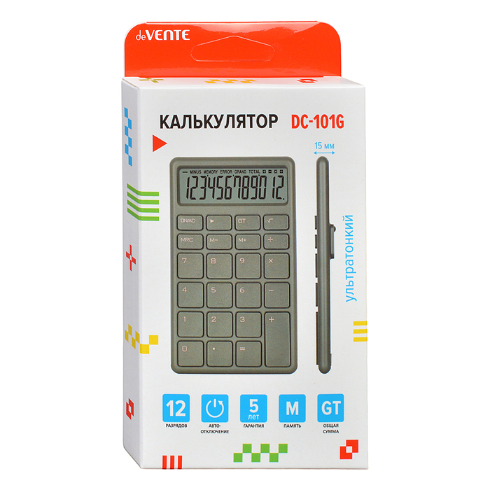 Калькулятор настольный DC-101G, 84x137x15 мм, 12 разрядный