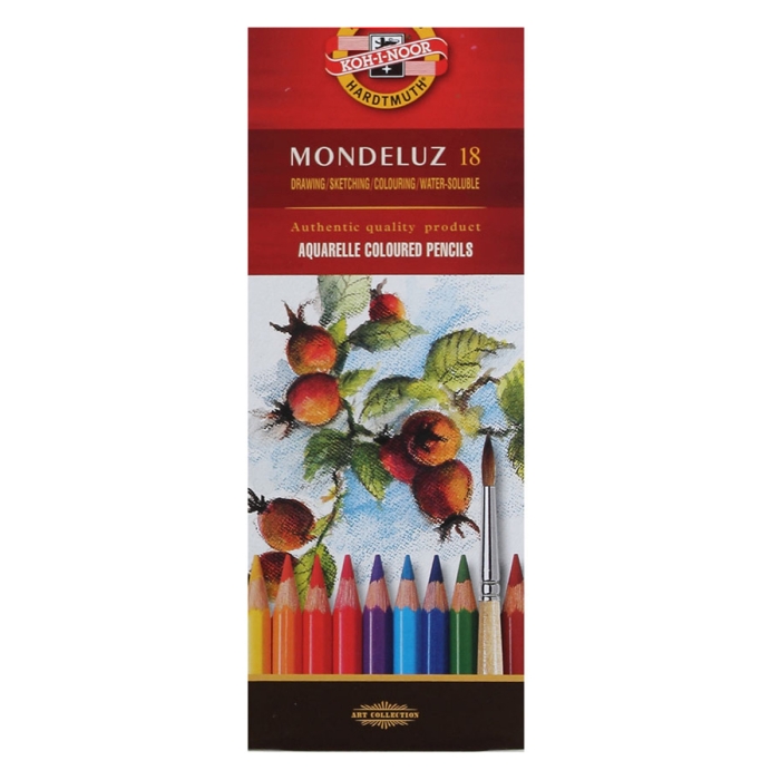 Карандаши цветные акварельные 18 цв "MONDELUZ". шестигранные