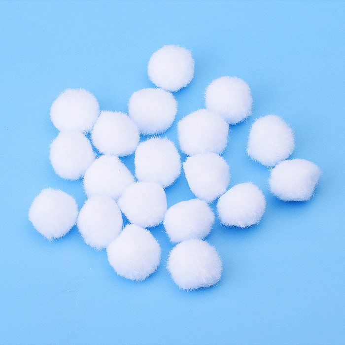 Набор помпонов для творчества 25 мм, 20 шт, цвет белый.