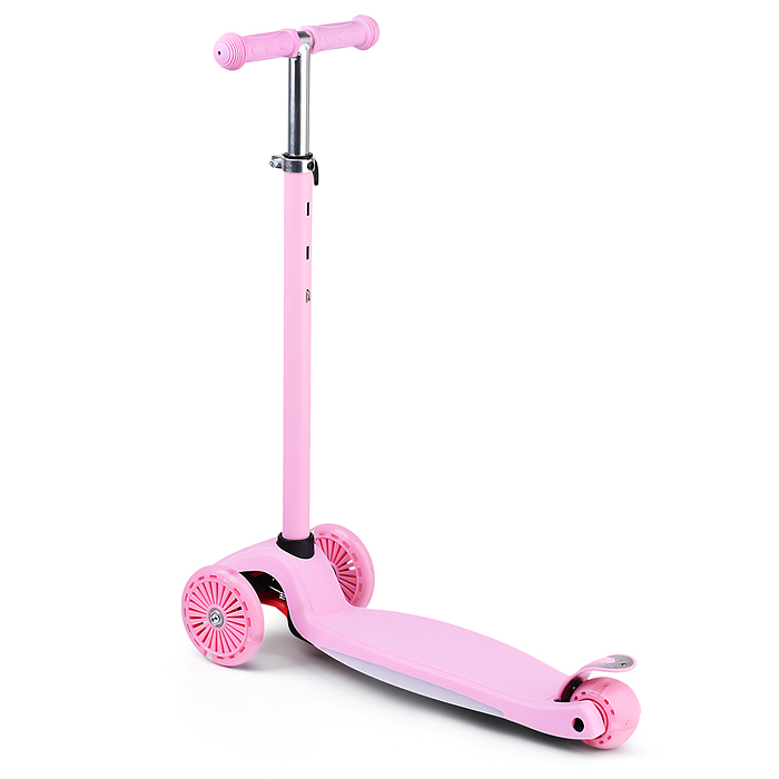 Самокат 3-х колесный ROCKET,колеса PU со светом, ABEC 7, розовый