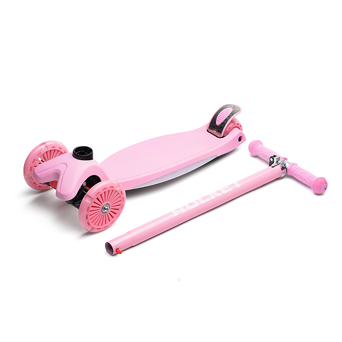 Самокат 3-х колесный ROCKET,колеса PU со светом, ABEC 7, розовый