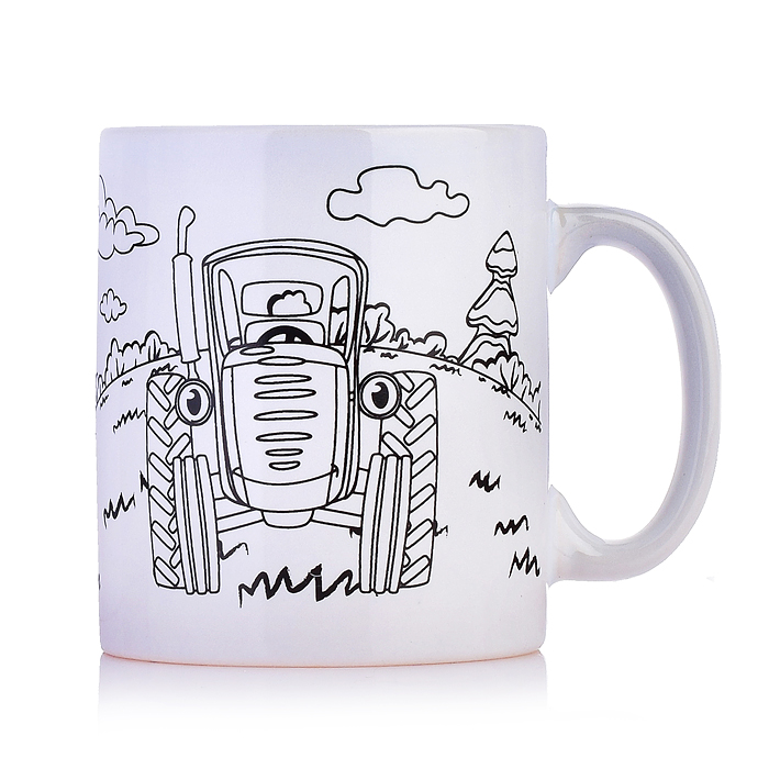 Кружка для росписи "Синий трактор" (краски, кисточка) 