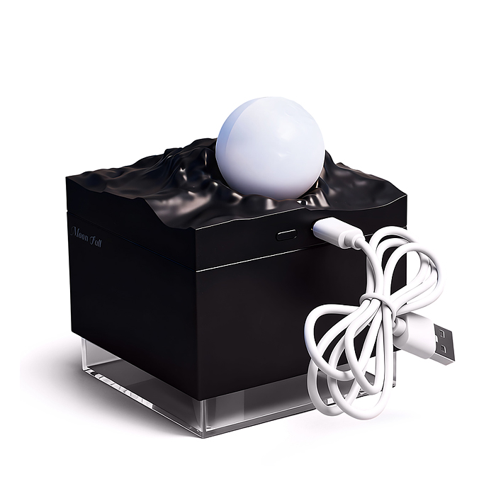 Светильник-увлажнитель JSQ-2 "Луна" цвет чёрный, в коробке