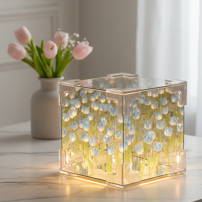 Набор для творчества-светильник XYD-04 "Куб" голубые тюльпаны, в пакете