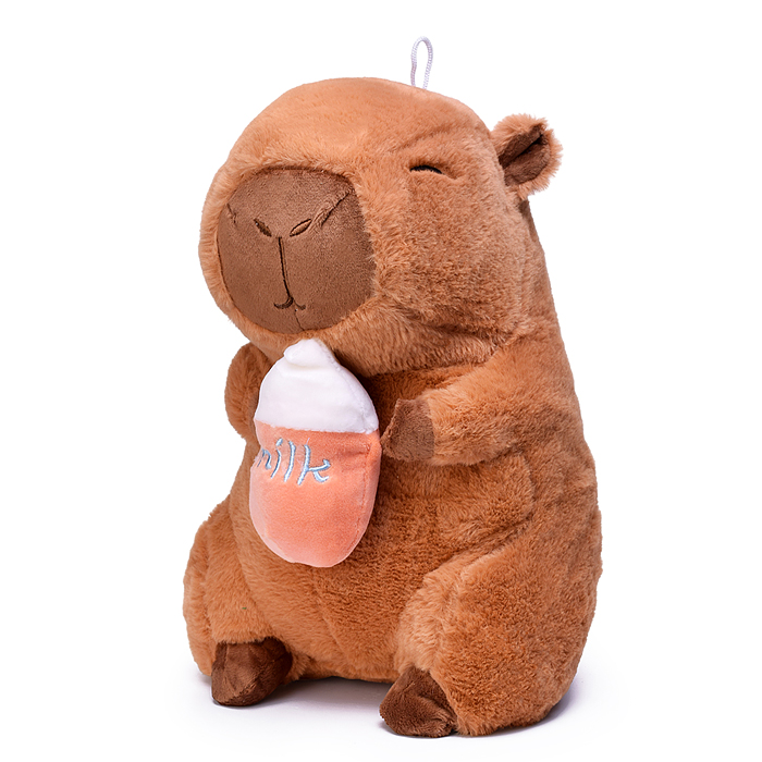 Мягкая игрушка М1592 "Капибара" с бутылочкой, 30 см.