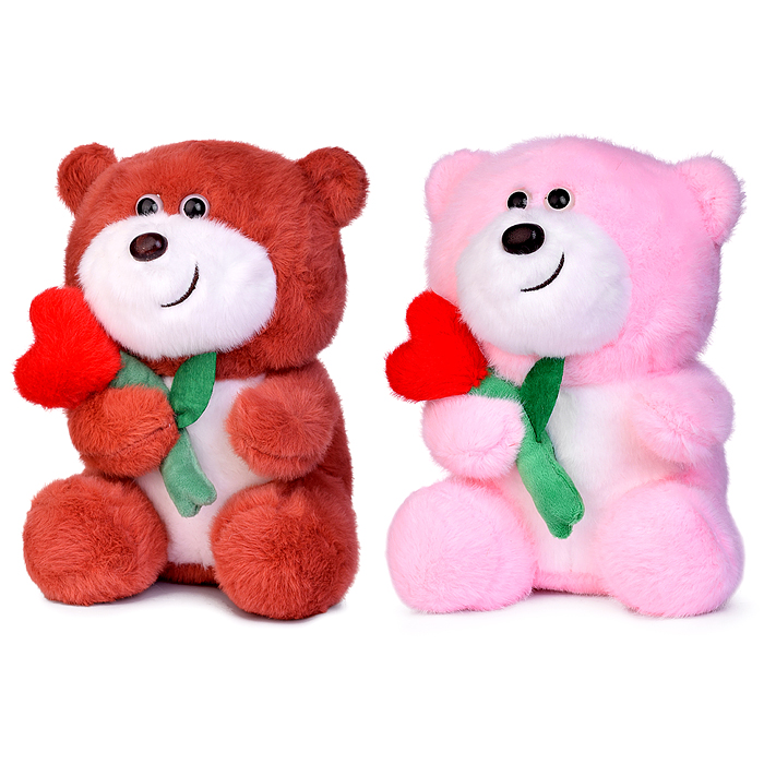 Мягкая игрушка М1646 "Медведь" с цветком,21 см.