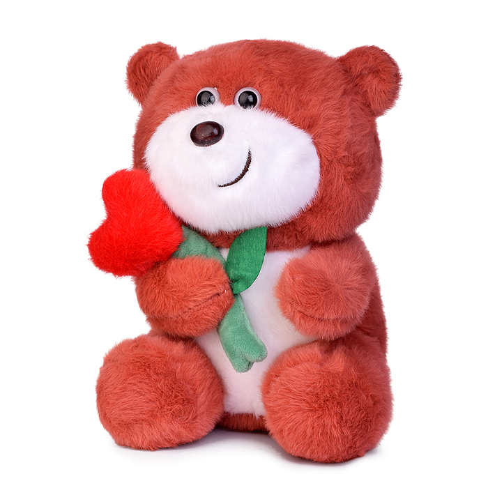 Мягкая игрушка М1646 "Медведь" с цветком,21 см.