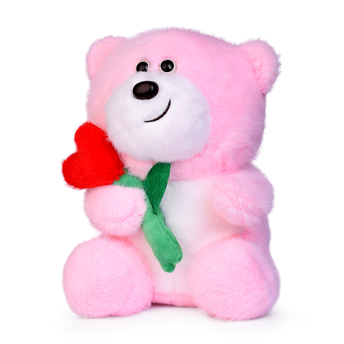 Мягкая игрушка М1646 "Медведь" с цветком,21 см.