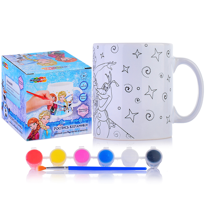 Кружка для росписи, 6 цв. "Снежная принцесса"