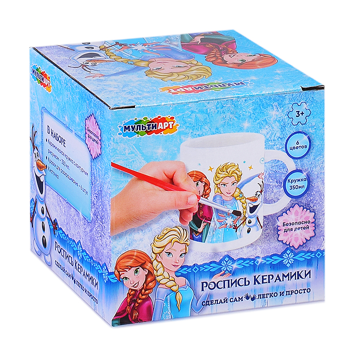 Кружка для росписи, 6 цв. "Снежная принцесса"