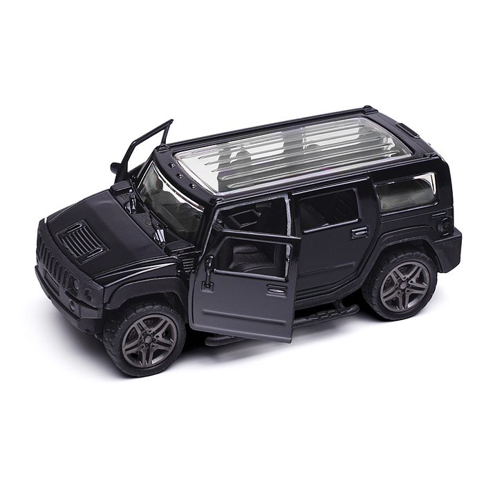 Чёрная инерционная машинка Внедорожник с люком die-cast,1:32, открывающиеся двери