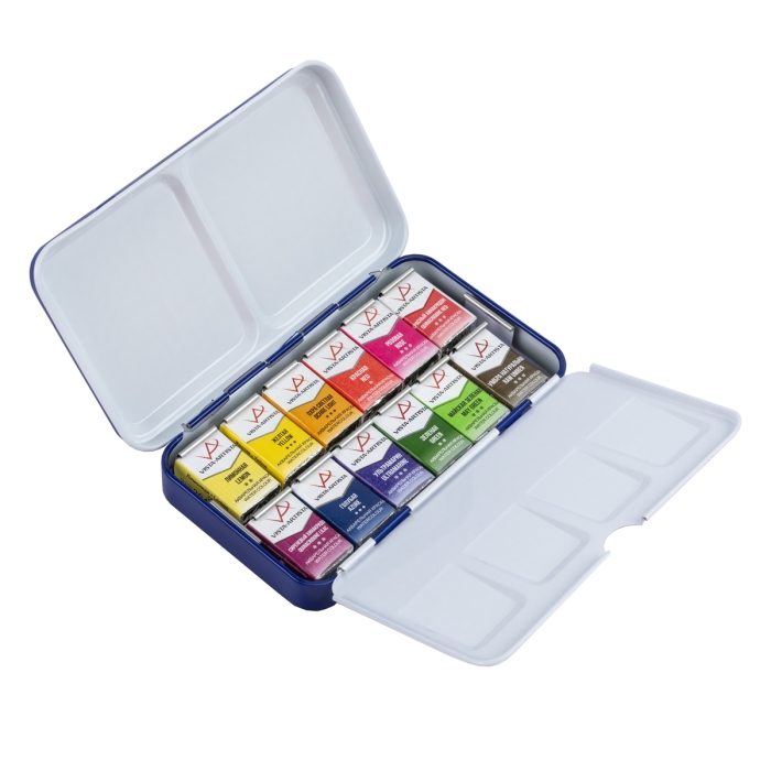 Краска акварель 12цв. художественная "Цветочная симфония" в метал. короб  палитра Марии Барановской 