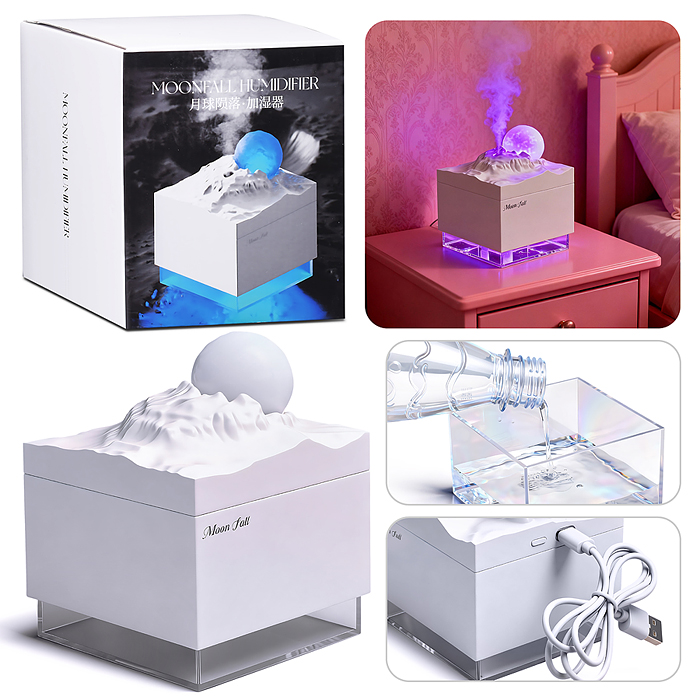 Светильник-увлажнитель JSQ-3 "Луна" цвет белый, в коробке