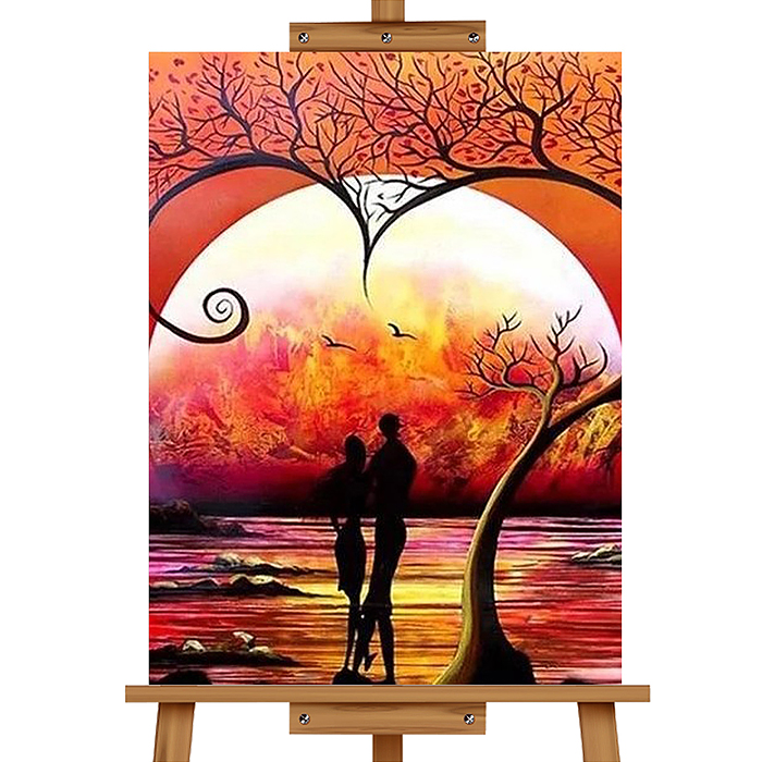 Мозаика алмазная MKA3020-138 "Закат" (с гирляндой) 20*30см.