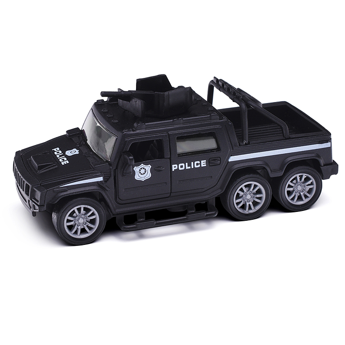 Чёрная инерционная служебная машинка Пикап die-cast,1:32, открывающиеся двери
