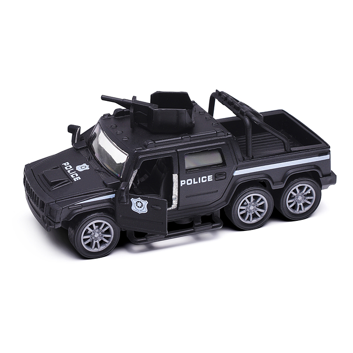 Чёрная инерционная служебная машинка Пикап die-cast,1:32, открывающиеся двери