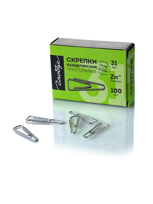 Скрепки L31 мм 100 шт. с загнутым краем, карт. упаковка, оцинкованные 