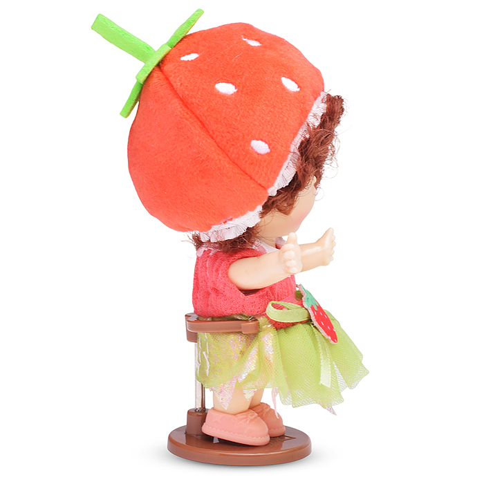 Виниловая кукла Baby Cute Flower с подставкой, 10 см "Клубника"