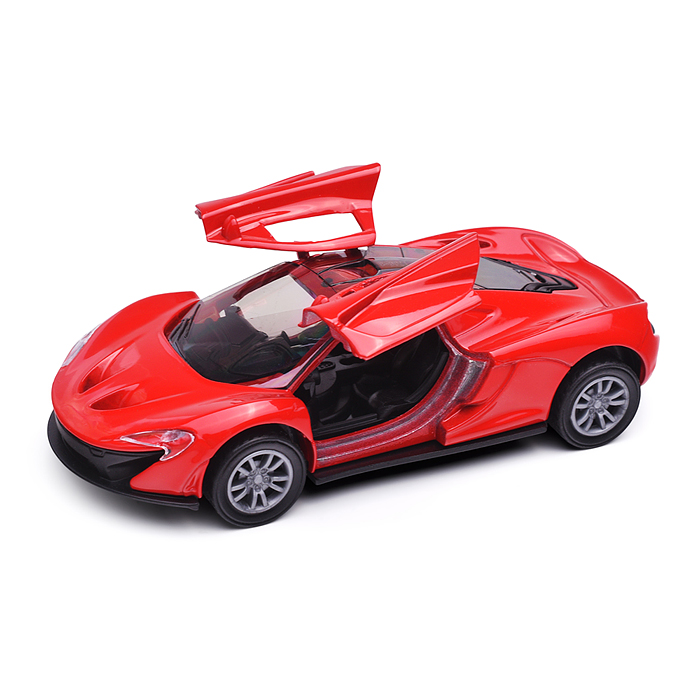 Красная инерционная машинка Спорт die-cast,1:32, открывающиеся двери 