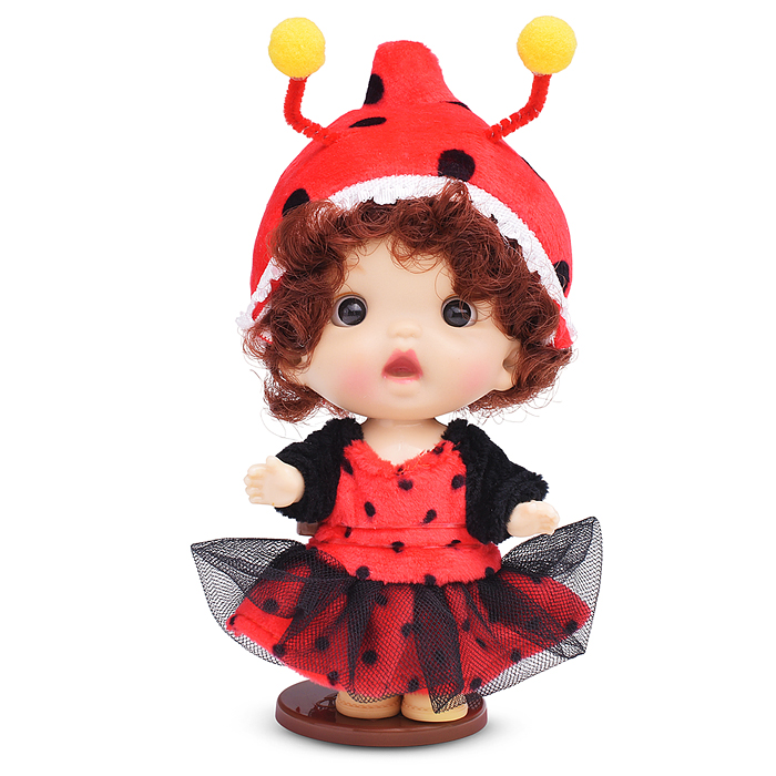 Виниловая кукла Baby Cute Flower с подставкой, 10 см "Божья Коровка"