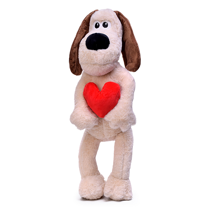 Мягкая игрушка М1594 "Собака" с сердечком, 44 см.