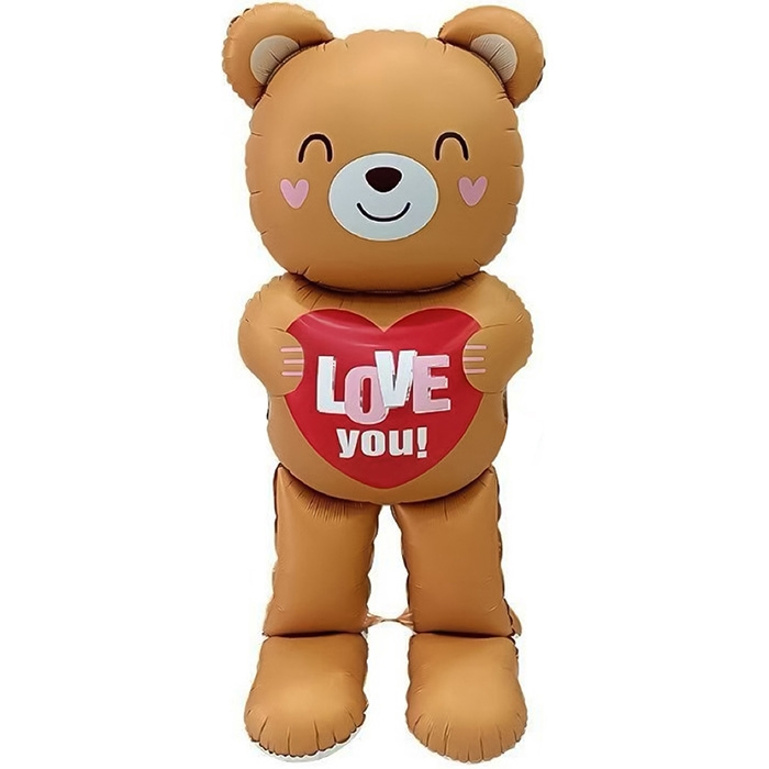 Шар 3D (61''/155 см) Фигура, Мишка с сердцем, 1 шт. в уп.