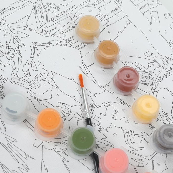 Холст по номерам на картоне 28,5х20 "Лошади на закате" 