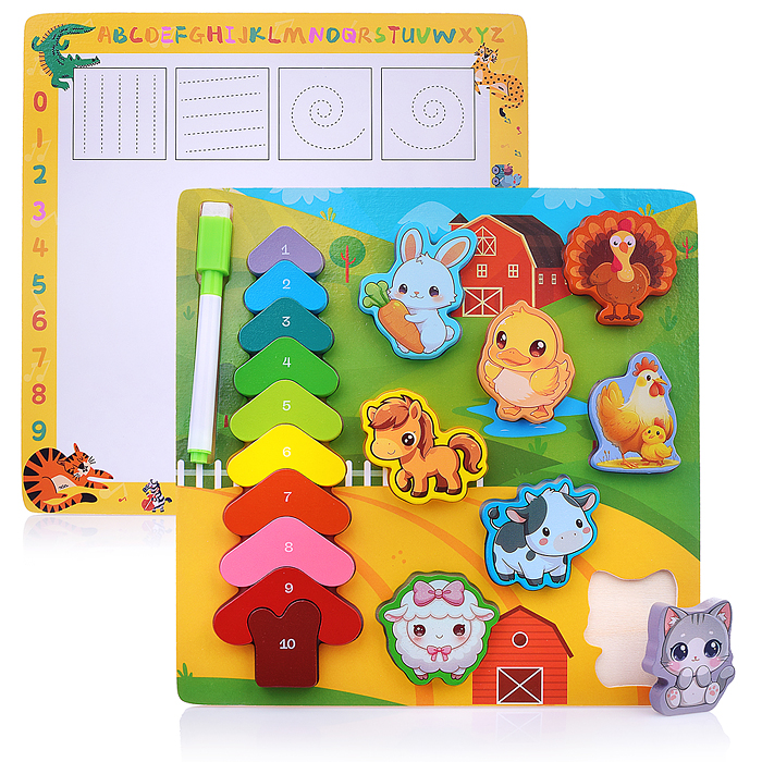 Пазл-вкладыш D2211 "Веселые животные"