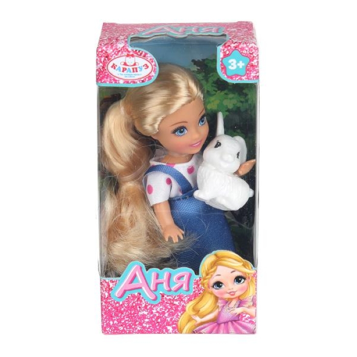 Кукла Аня 12 см, с питомцем, в коробке