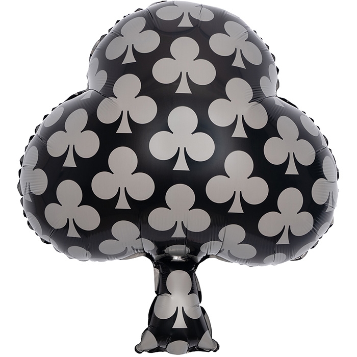 Шар (26''/66 см) Фигура, Покер, Карточная масть: Трефы, Черный, 1 шт. в уп.