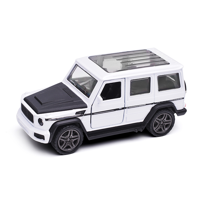 Белая инерционная машинка Джип с люком die-cast,1:32, открывающиеся двери