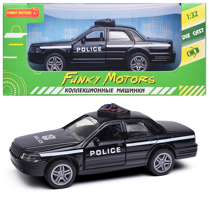 Чёрная инерционная служебная машинка Купе die-cast,1:32, открывающиеся двери 